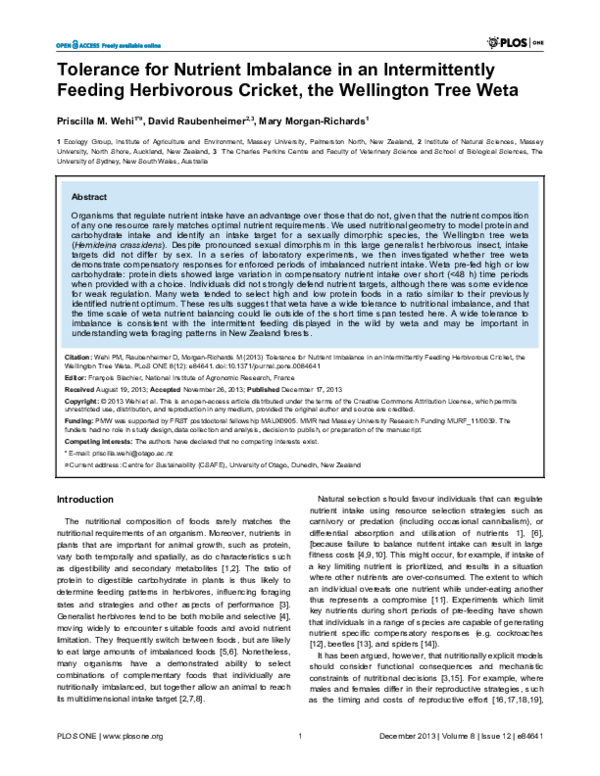Fresh Look at Pdf Tolerance For Nutrient Imbalance In An Intermittently Feeding
