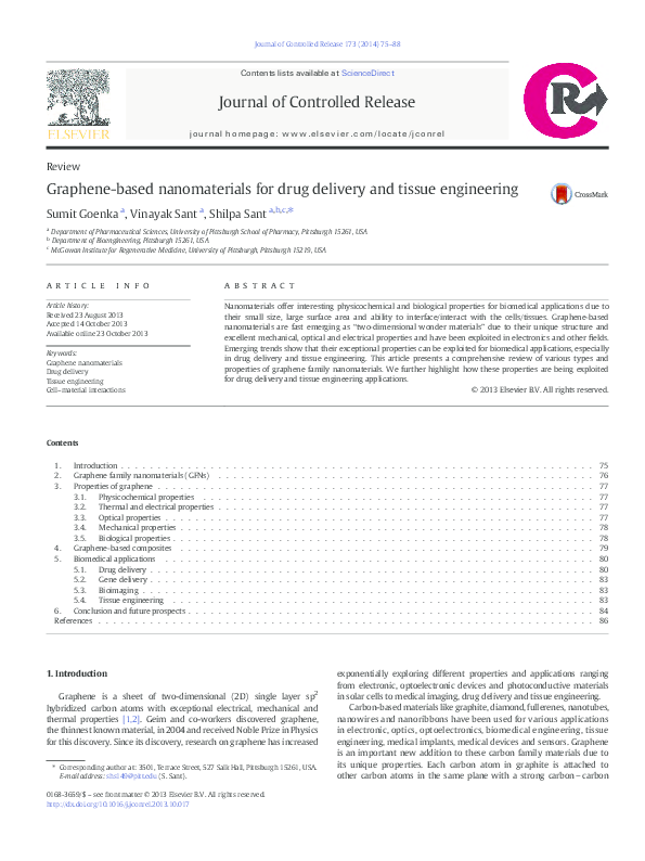 (PDF) Graphene-based nanomaterials for drug delivery and tissue engineering