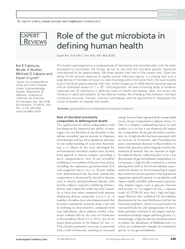 (PDF) Role of the gut microbiota in defining human health