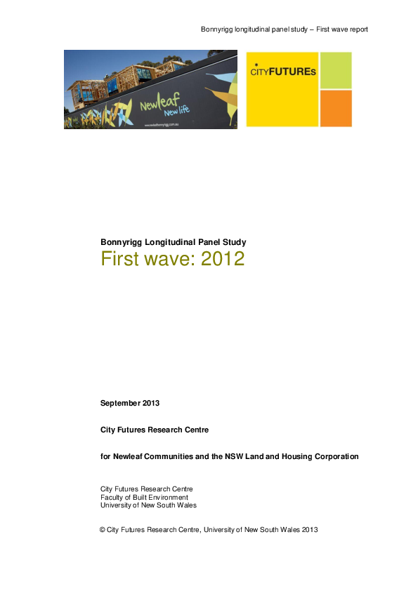 (PDF) [open access] Bonnyrigg Longitudinal Panel Study First Wave: 2012 ...