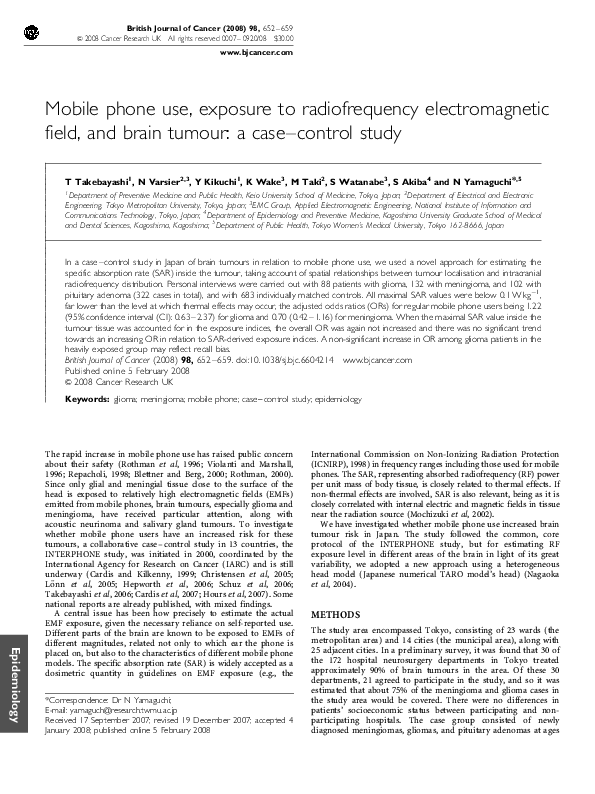 (PDF) Mobile phone use, exposure to radiofrequency