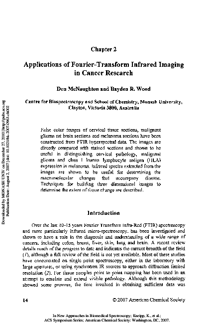 (PDF) Applications of Fourier-Transform Infrared Imaging in Cancer Research