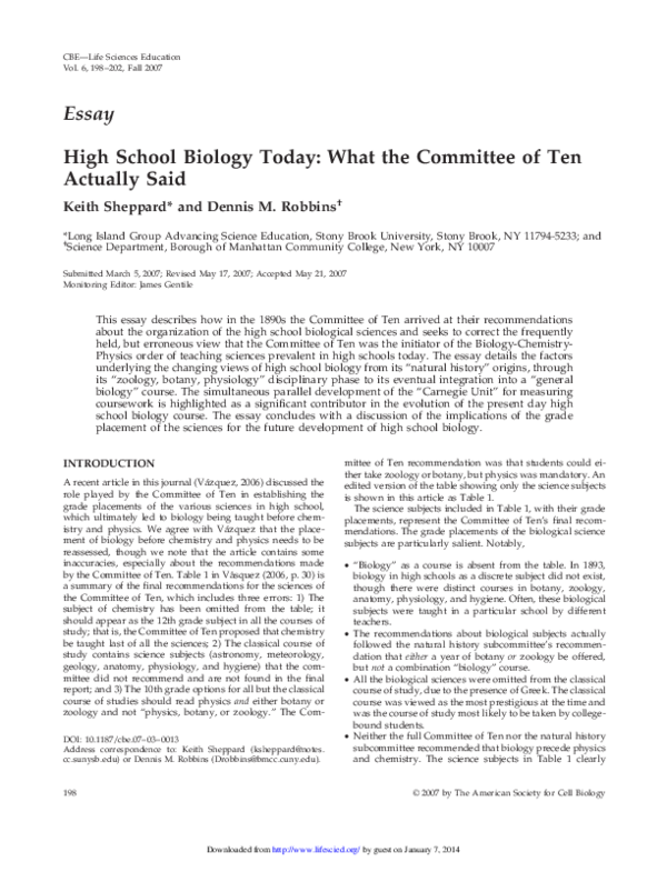 cbe life sciences education