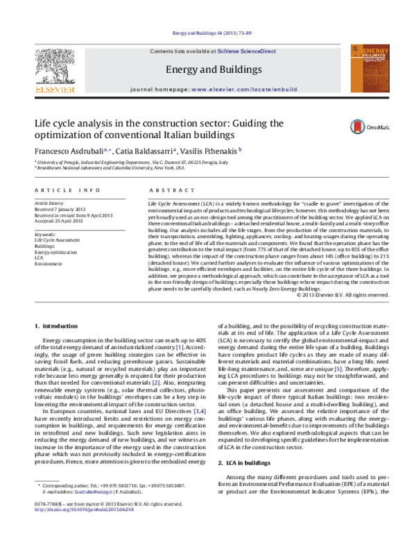 (PDF) Life cycle analysis in the construction sector: Guiding ...