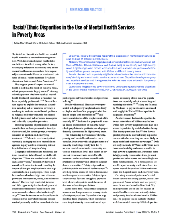(PDF) Racial/Ethnic Disparities in the Use of Mental Health Services in ...