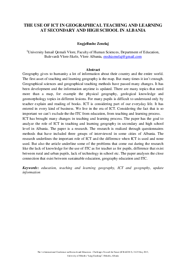 (PDF) THE USE OF ICT IN GEOGRAPHICAL TEACHING AND LEARNING AT SECONDARY ...