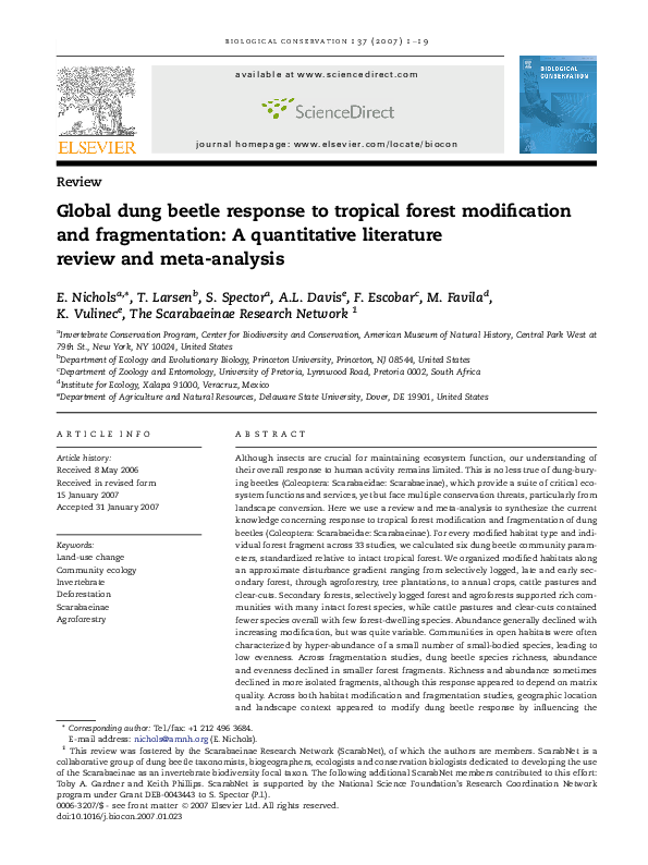 (PDF) Global dung beetle response to tropical forest modification and ...