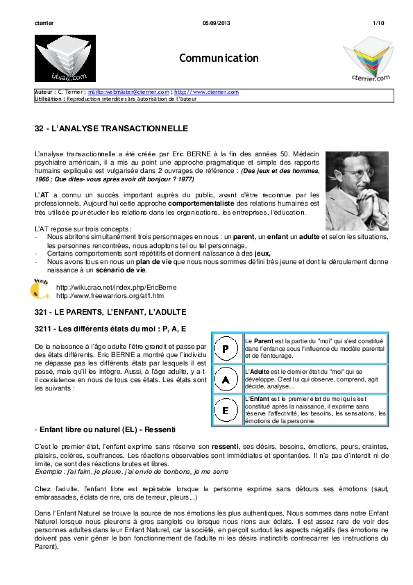 (PDF) LES FONDAMENTAUX DE L'ANALYSE TRANSACTIONNELLE | Yasser Bouraba ...
