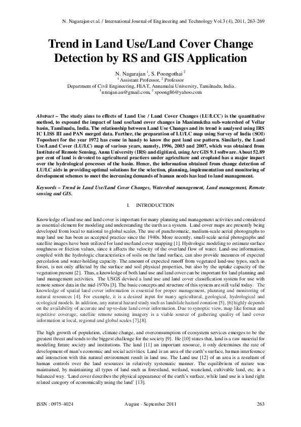 (PDF) Trend in Land Use/Land Cover Change Detection by RS and GIS