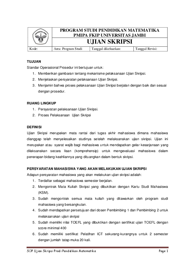 Pdf 5 Sop Ujian Skripsi Arif Muslihin Academia Edu