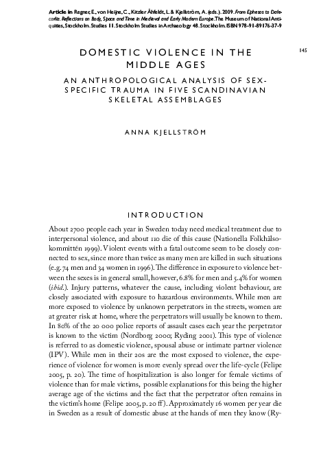Domestic V iolence in the Middle Ages. An Anthropological Analysis of Sex-Specific Trauma in Five Scandinavian Skeletal Assemblages