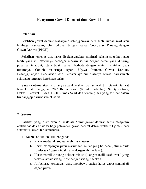 Doc Pelayanan Gawat Darurat Dan Rawat Jalan Fiki Rizki Academia Edu