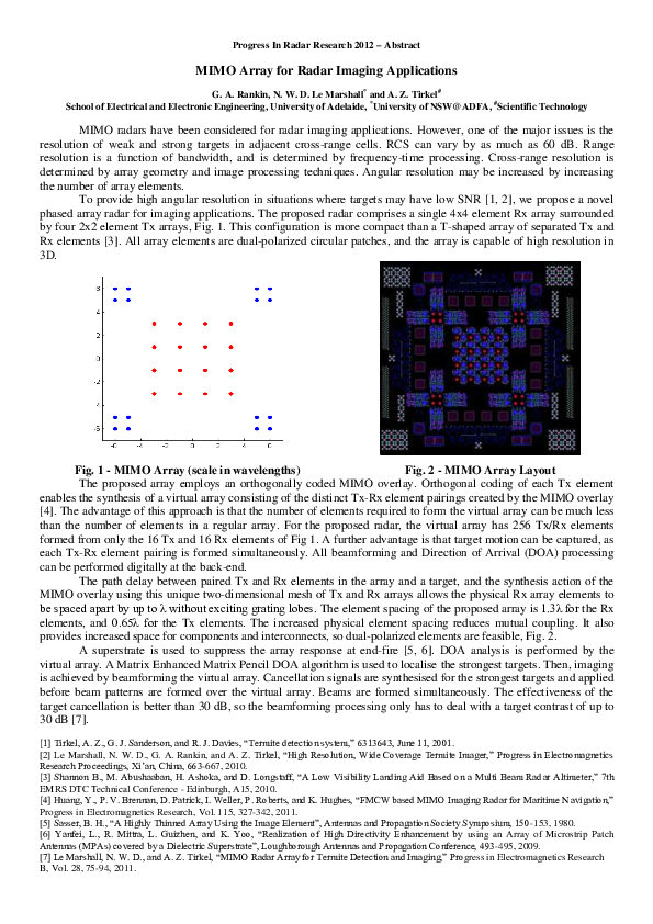 MIMO Array for Radar Imaging Applications