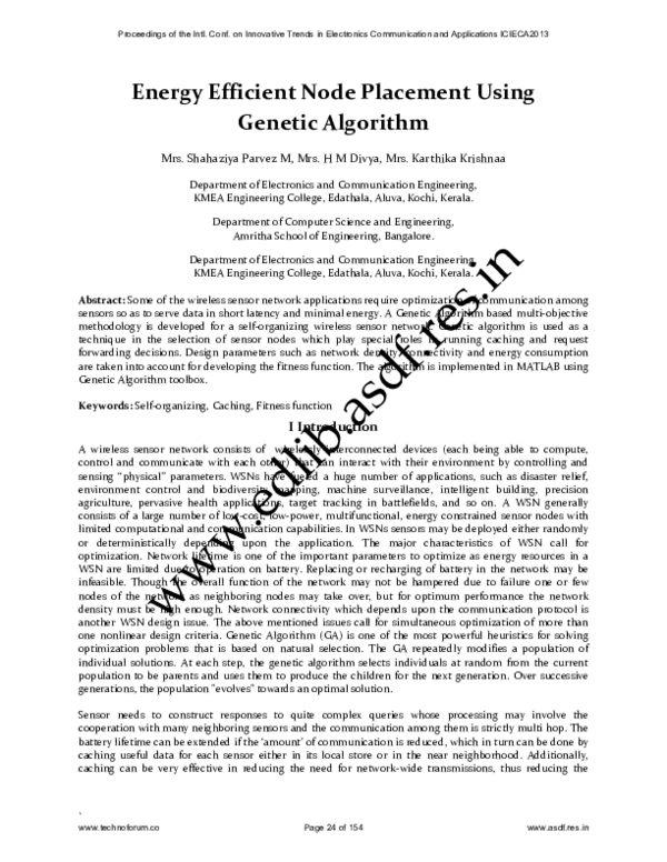 (PDF) Energy Efficient Node Placement Using Genetic Algorithm