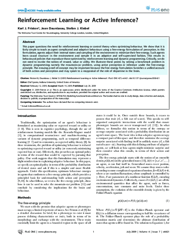 (PDF) Reinforcement Learning or Active Inference