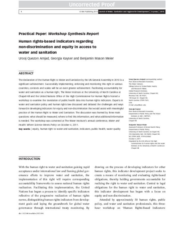 (PDF) Synthesis Report Human RightsBased Indicators