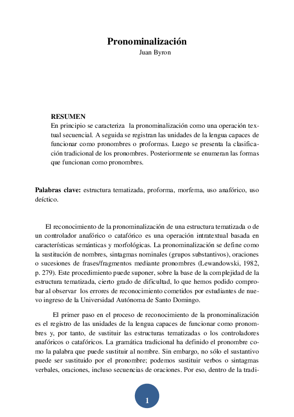 (PDF) Pronominalización