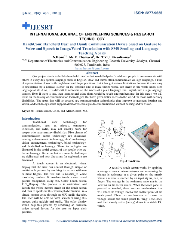 (PDF) HandiCom: Handheld Deaf and Dumb Communication Device based on ...