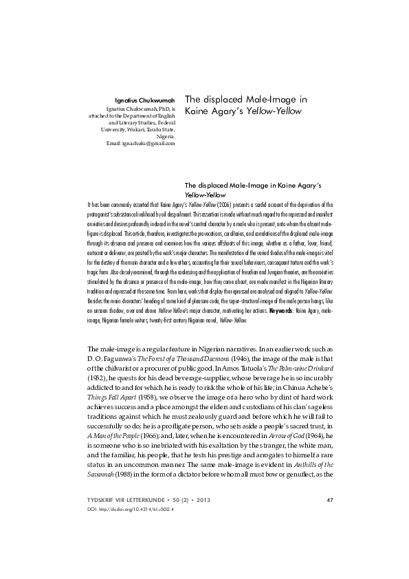 (PDF) The Displaced MaleImage in Kaine Agary's YellowYellow