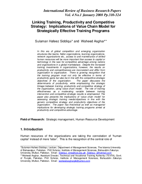  PDF Linking Training With Productivity And Competitive Strategy