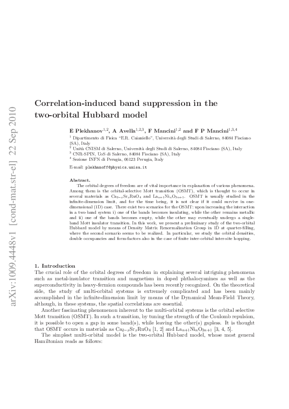 (PDF) Correlation-induced band suppression in the two-orbital Hubbard model