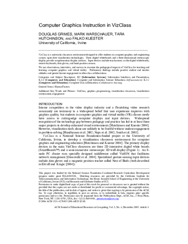 PDF Computer Graphics Instruction In VizClass Douglas Grimes