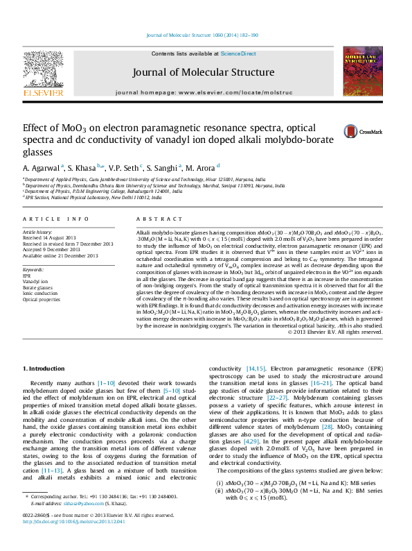 (PDF) Effect of MoO3 on electron paramagnetic resonance spectra ...