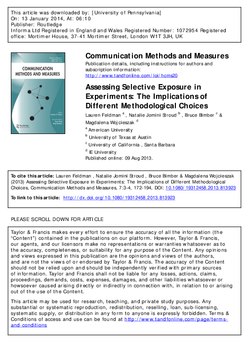 (PDF) Assessing Selective Exposure in Experiments