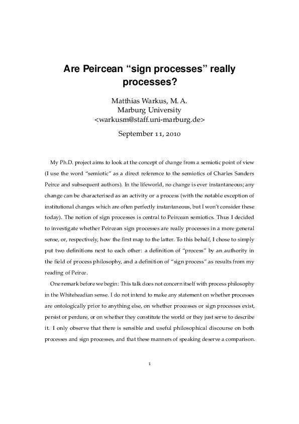 (PDF) Are Peircean “sign processes” really processes?