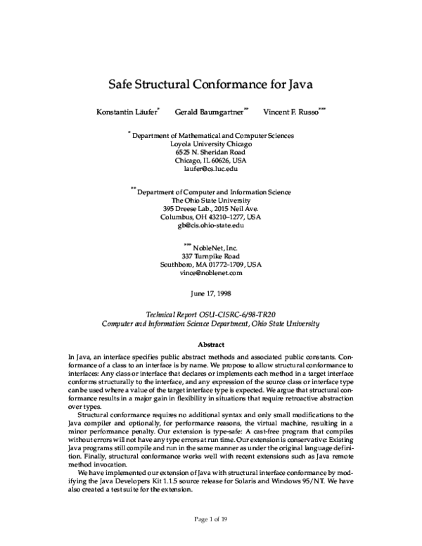 (PDF) Safe Structural Conformance for Java