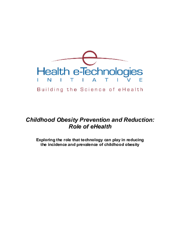 (PDF) Childhood Obesity Prevention and Reduction - Role of e Health