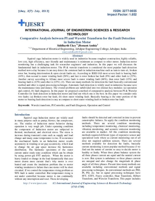 (PDF) Comparative Analysis between PI and Wavelet Transform for the ...