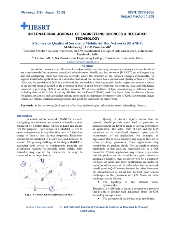 (PDF) A Survey on Quality of Service in Mobile Ad Hoc Networks (MANET).