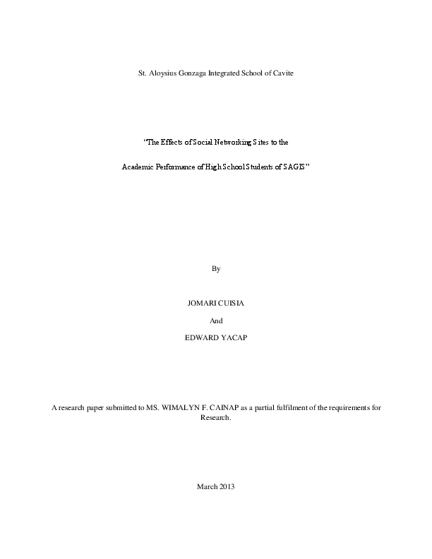 (DOC) Effects of Social Networking Sites on the Academic Excellence of ...