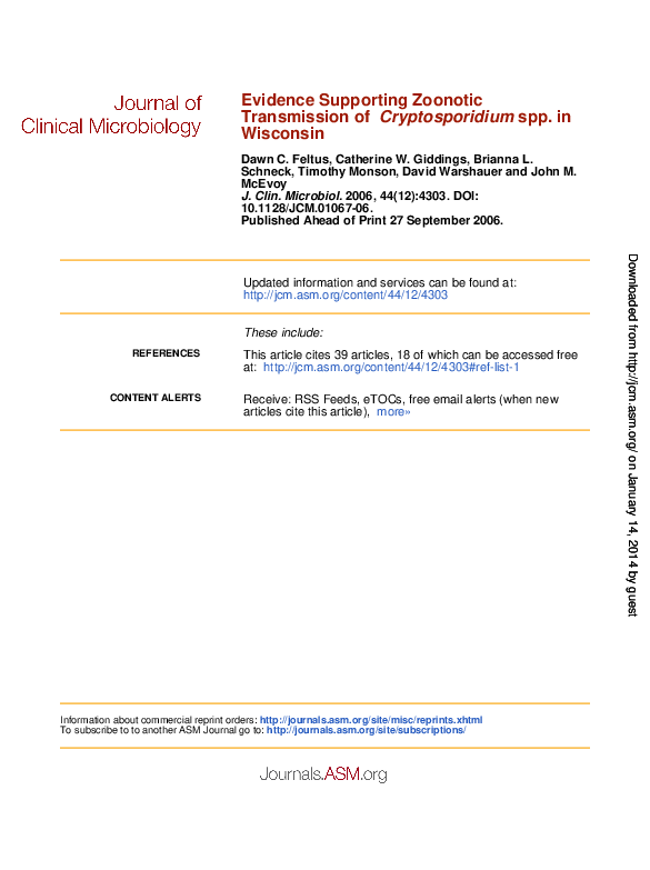 (PDF) Evidence Supporting Zoonotic Transmission of Cryptosporidium spp ...