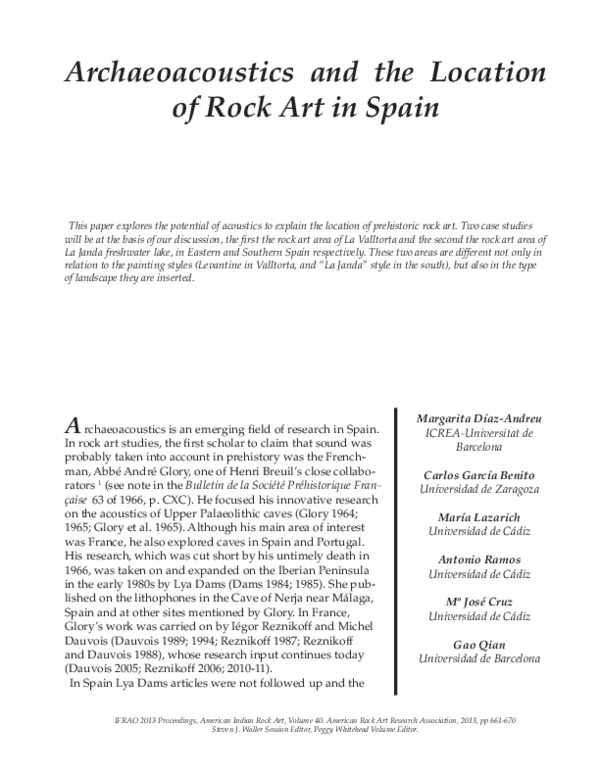 PDF) Archaeoacoustics and the Location of Rock Art in Spain
