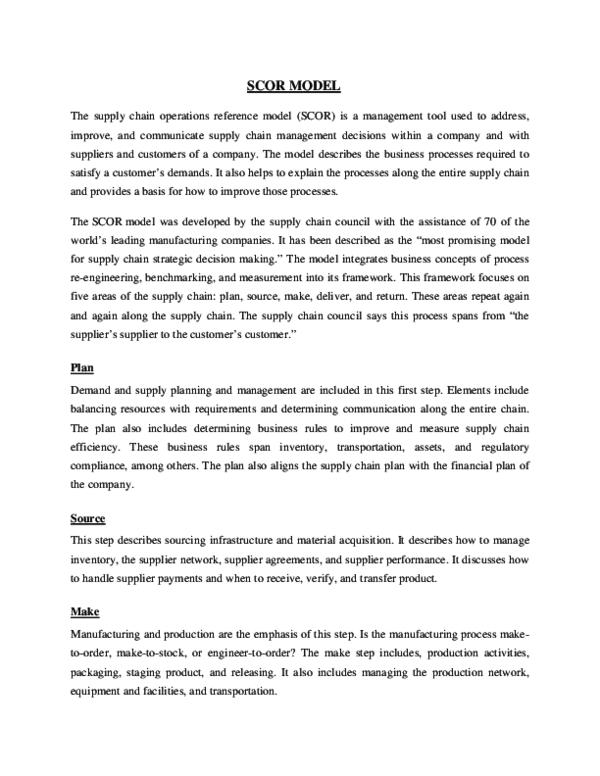 (PDF) SCOR MODEL