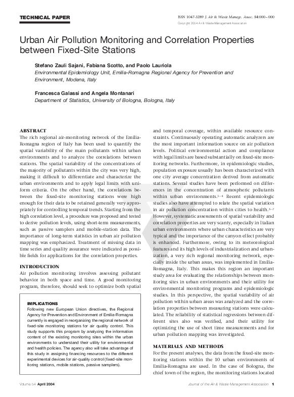(PDF) Urban Air Pollution Monitoring and Correlation Properties between ...