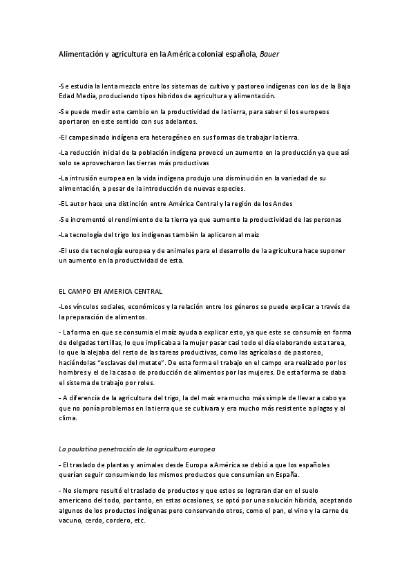 (DOC) Alimentación y agricultura en la América colonial española