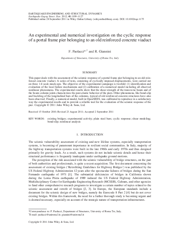 (PDF) An experimental and numerical investigation on the cyclic ...
