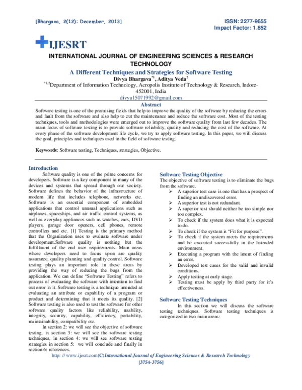 (PDF) A Different Techniques and Strategies for Software Testing.