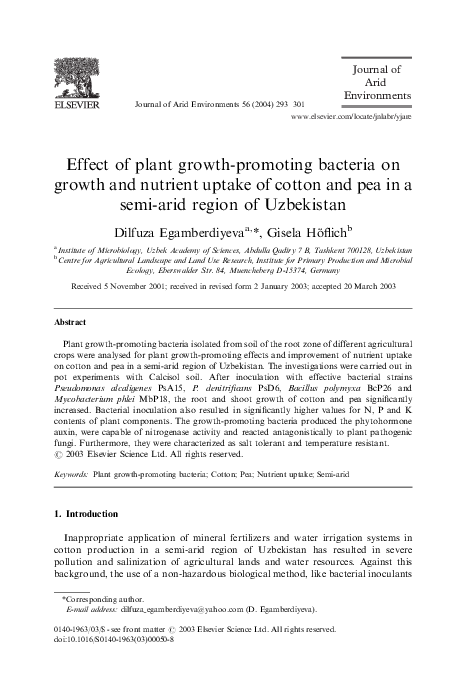 (PDF) Effect of plant growth-promoting bacteria on growth and nutrient ...