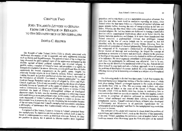 (PDF) John Toland's Letters to Serena: from Critique of Religion to the ...