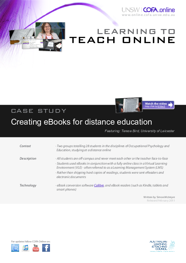 (PDF) Creating eBooks for distance education - Case study