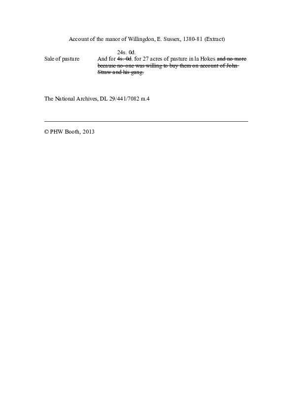 (DOC) Did Jack Straw (a leader of the 1381 Peasants Revolt) come from