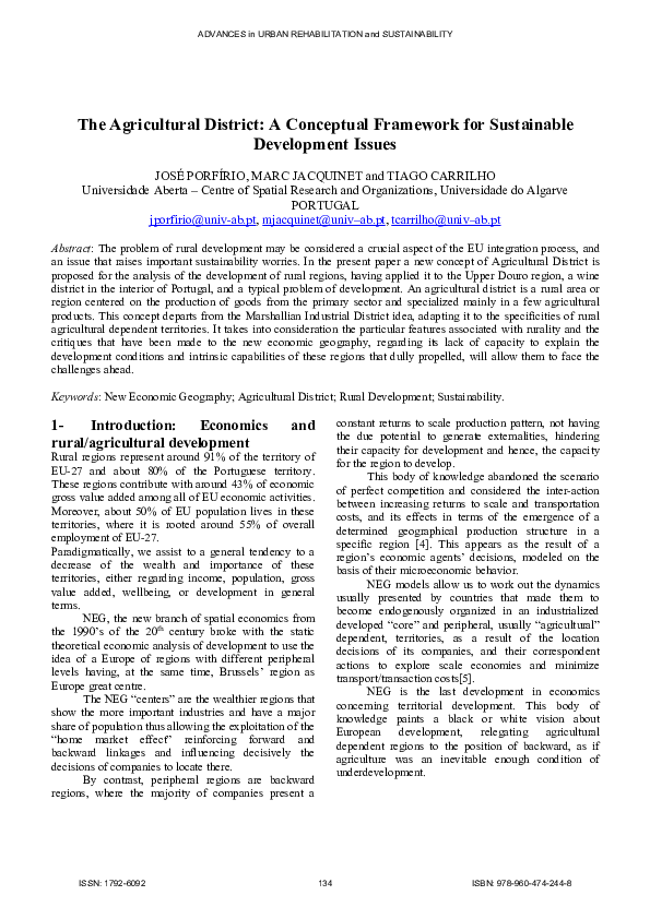 (PDF) The Agricultural District: A Conceptual Framework for Sustainable ...