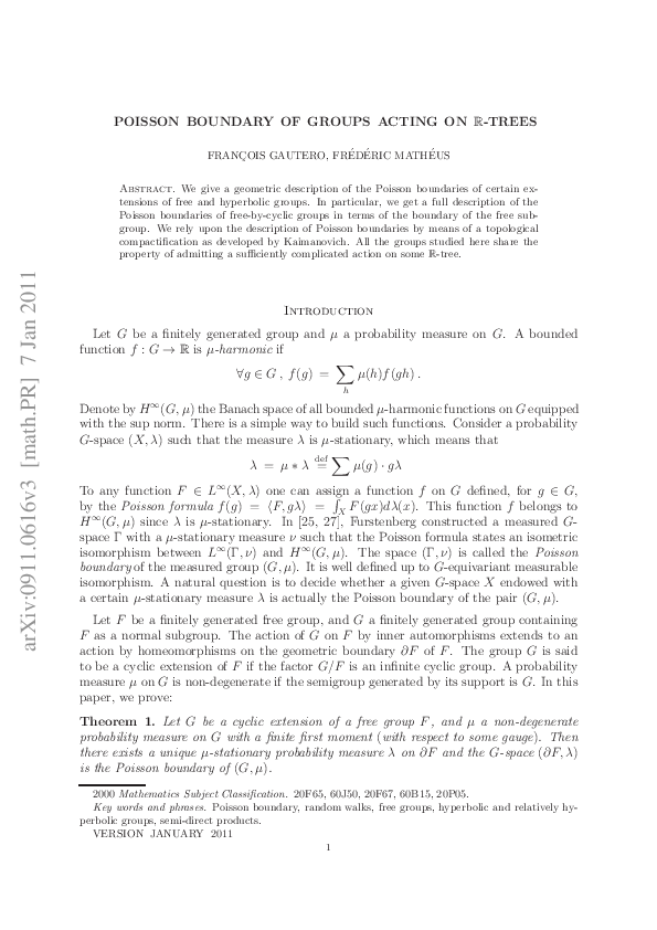 (PDF) Poisson boundary of groups acting on real trees