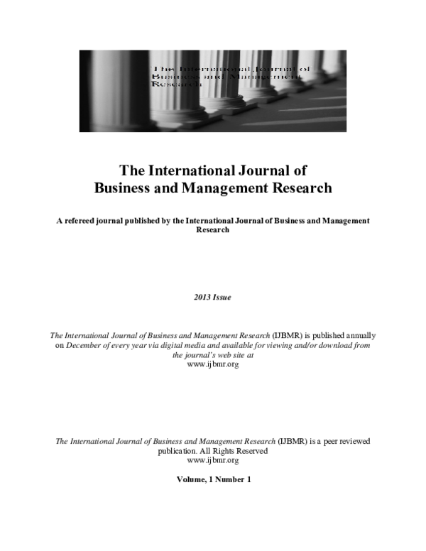 (PDF) The International Journal of Business and Management Research