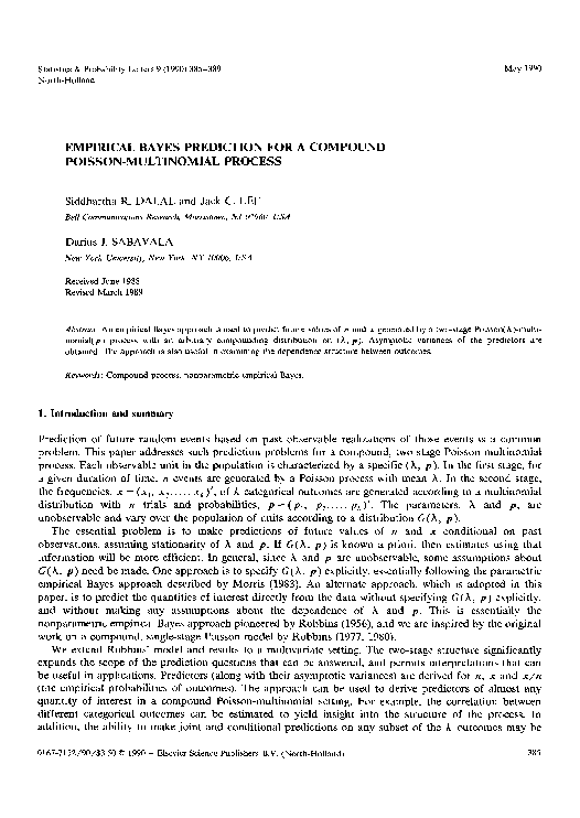 (PDF) EMPIRICAL BAYES PREDICTION FOR A COMPOUND POISSON-MULTINOMIAL PROCESS