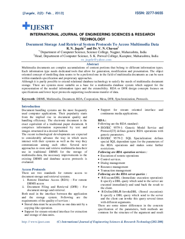 (PDF) Document Storage And Retrieval System Protocols To Access ...